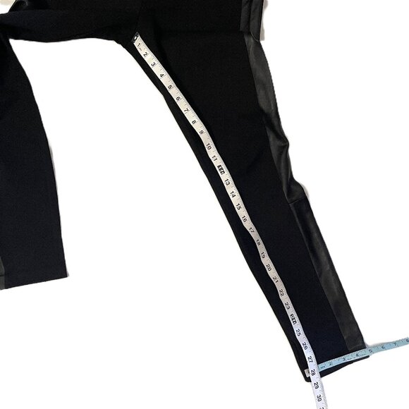 J Crew Pixie Pant Leggings Leather Tuxedo Stripe sz 6 Black Exposed Back Zipper - Picture 6 of 12